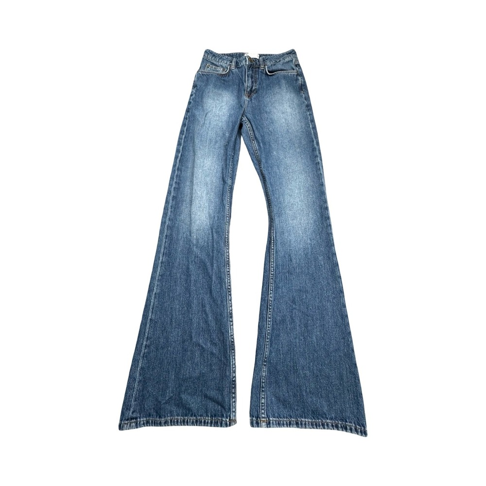 ASOS DESIGN Jeans Women W28 L32 Blue Flare Leg High Rise 100% Cotton Denim Retro